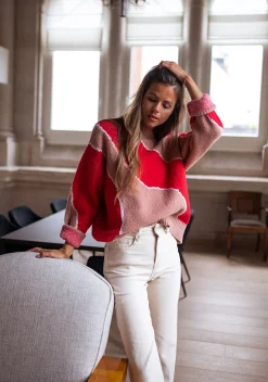 Online Pull Maleka - rouge et vieux roseEasy Clothes Femme Pulls & Gilets