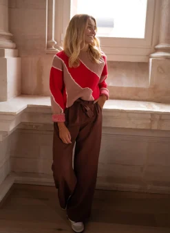 Online Pull Maleka - rouge et vieux roseEasy Clothes Femme Pulls & Gilets