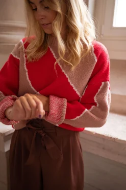 Online Pull Maleka - rouge et vieux roseEasy Clothes Femme Pulls & Gilets