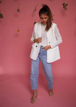 Shop Pull Marguerite Blanc | En Mailles | Motifs Fleurs |Easy Clothes Femme Pulls & Gilets