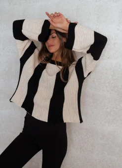 Store Pull Masson - écru et noirEasy Clothes Femme Pulls & Gilets