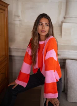 New Pull Masson - rose et orangeEasy Clothes Femme Pulls & Gilets