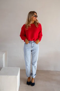 Sale Pull Melania - Rouge Vif - Col RondEasy Clothes Femme Pulls & Gilets