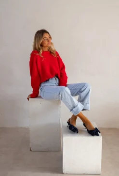 Sale Pull Melania - Rouge Vif - Col RondEasy Clothes Femme Pulls & Gilets