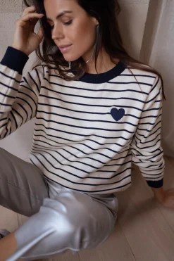 Online Pull Milano - à lignes écru et bleuEasy Clothes Femme Pulls & Gilets