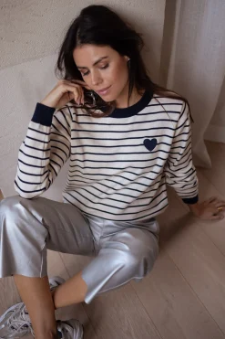 Online Pull Milano - à lignes écru et bleuEasy Clothes Femme Pulls & Gilets