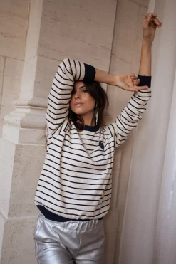 Online Pull Milano - à lignes écru et bleuEasy Clothes Femme Pulls & Gilets