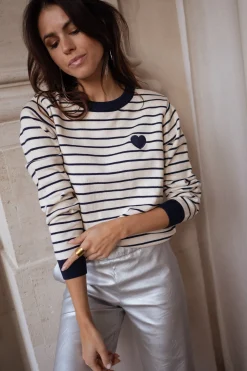 Online Pull Milano - à lignes écru et bleuEasy Clothes Femme Pulls & Gilets