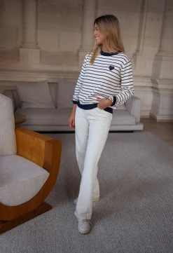 Online Pull Milano - à lignes écru et bleuEasy Clothes Femme Pulls & Gilets