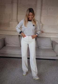 Online Pull Milano - à lignes écru et bleuEasy Clothes Femme Pulls & Gilets