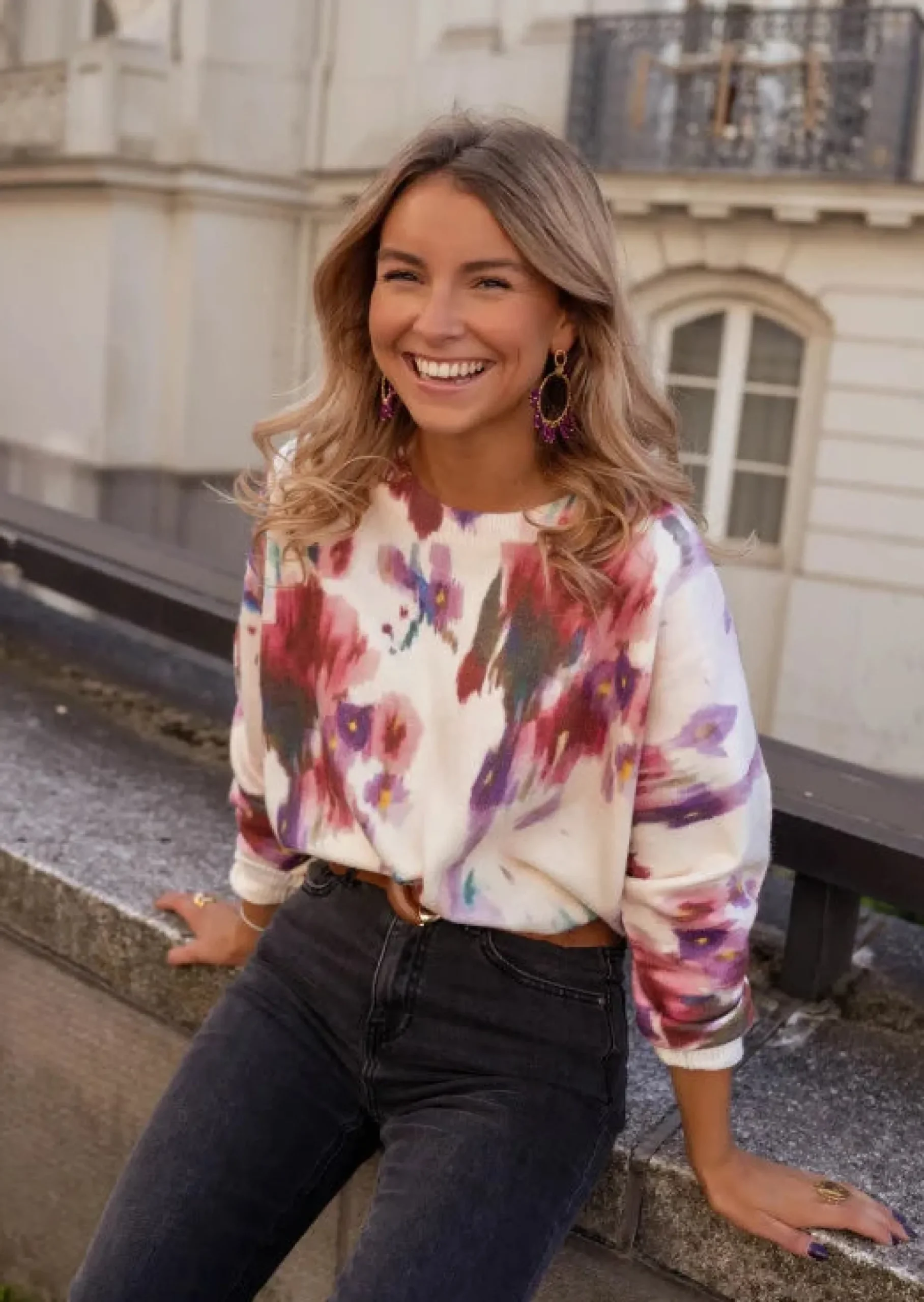 Shop Pull Novy Bordeaux - Motifs - Vêtements Easy Clothes Femme Pulls & Gilets