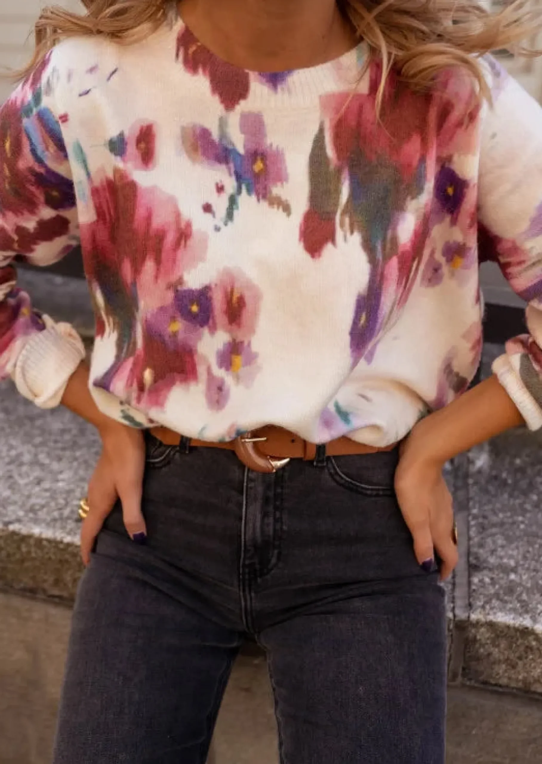 Shop Pull Novy Bordeaux - Motifs - Vêtements Easy Clothes Femme Pulls & Gilets