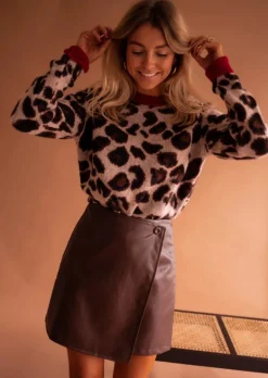 Online Pull Riley - Léopard & Rouge - Col RondEasy Clothes Femme Pulls & Gilets