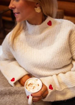 Best Pull Soline - Écru - Avec CoeursEasy Clothes Femme Pulls & Gilets