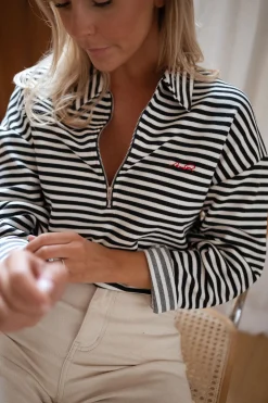 New Pull Yvette ligné - noir et écruEasy Clothes Femme Pulls & Gilets