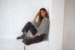 New Pull Yvette ligné - noir et écruEasy Clothes Femme Pulls & Gilets