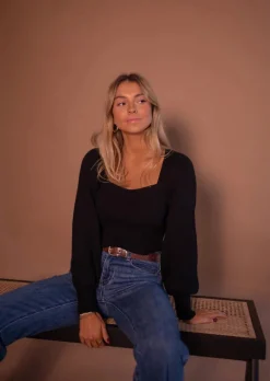 Discount Pull Zayn Noir - Décolleté Carré - Matière DouceEasy Clothes Femme Pulls & Gilets