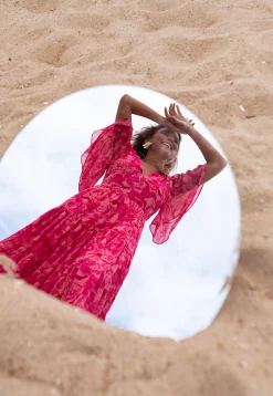 Discount Robe Adama rose à motifs | Robe longue rose | Prêt-à-porter en ligne | Easy Clothes Femme Robes