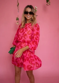 Sale Robe Aelis | Motifs Roses & Rouges | Vêtements Tendances FemmeEasy Clothes Femme Robes