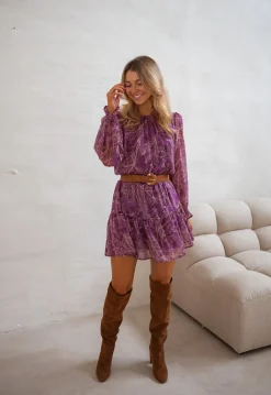 Best Robe Agnes - Mauve - Elastique - FluideEasy Clothes Femme Robes