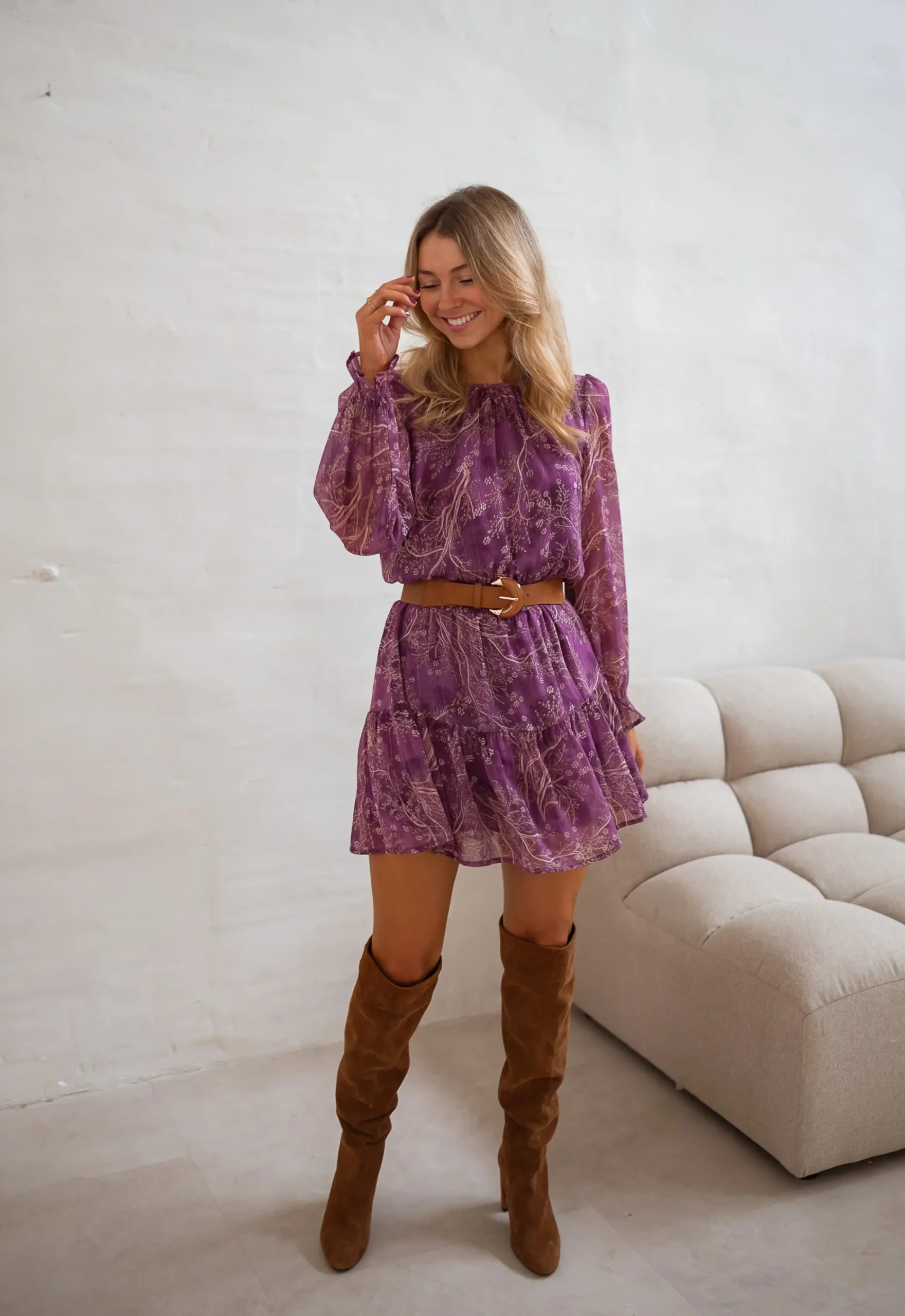 Best Robe Agnes - Mauve - Elastique - FluideEasy Clothes Femme Robes