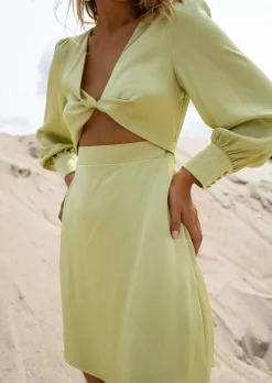 Online Robe Alice - Verte - Manches Longues - Effet Satin - FluideEasy Clothes Femme Robes