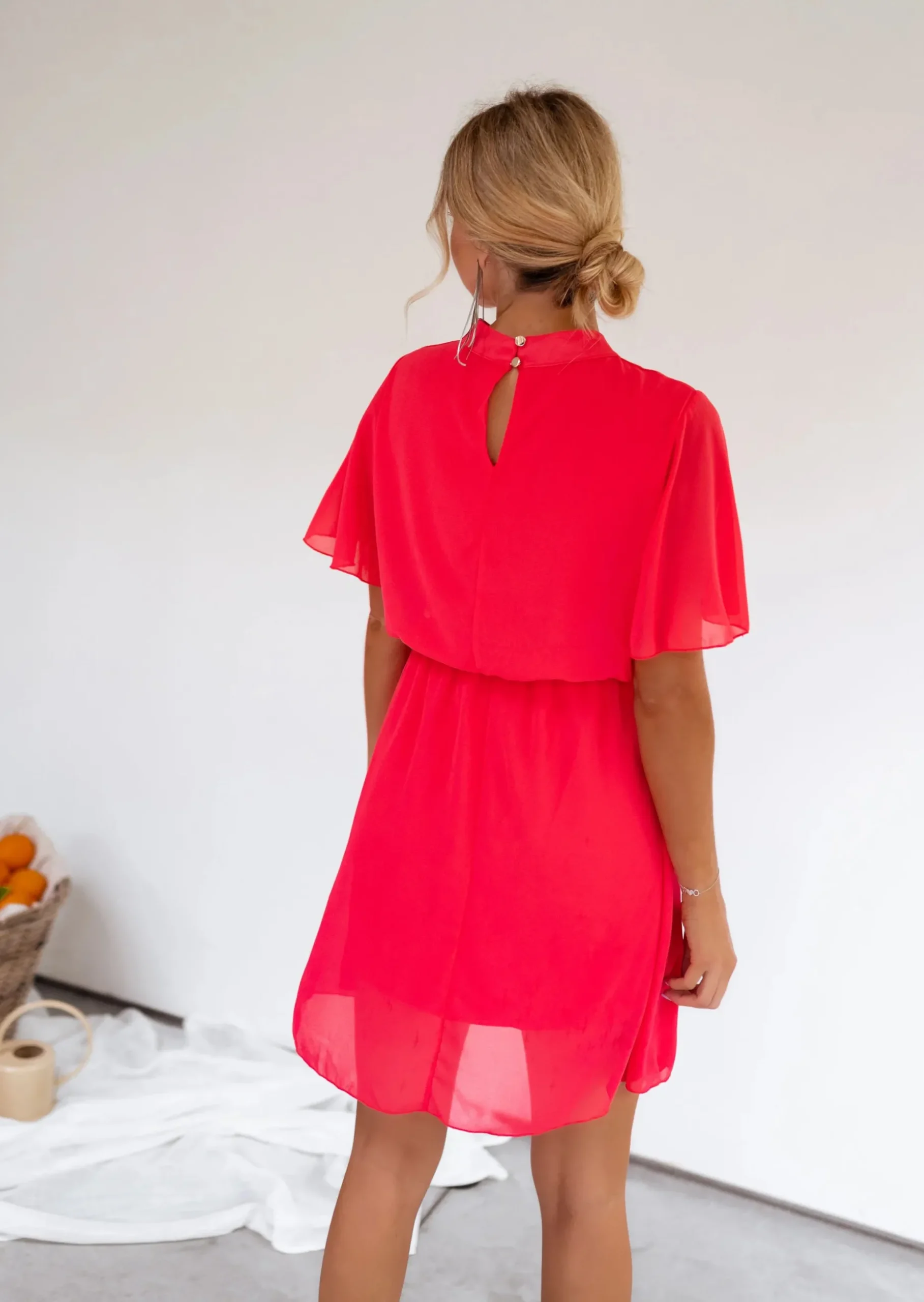 Clearance Robe Amandine framboise | Robe courte col montant | Prêt-à-porter en ligne | Easy Clothes Femme Robes