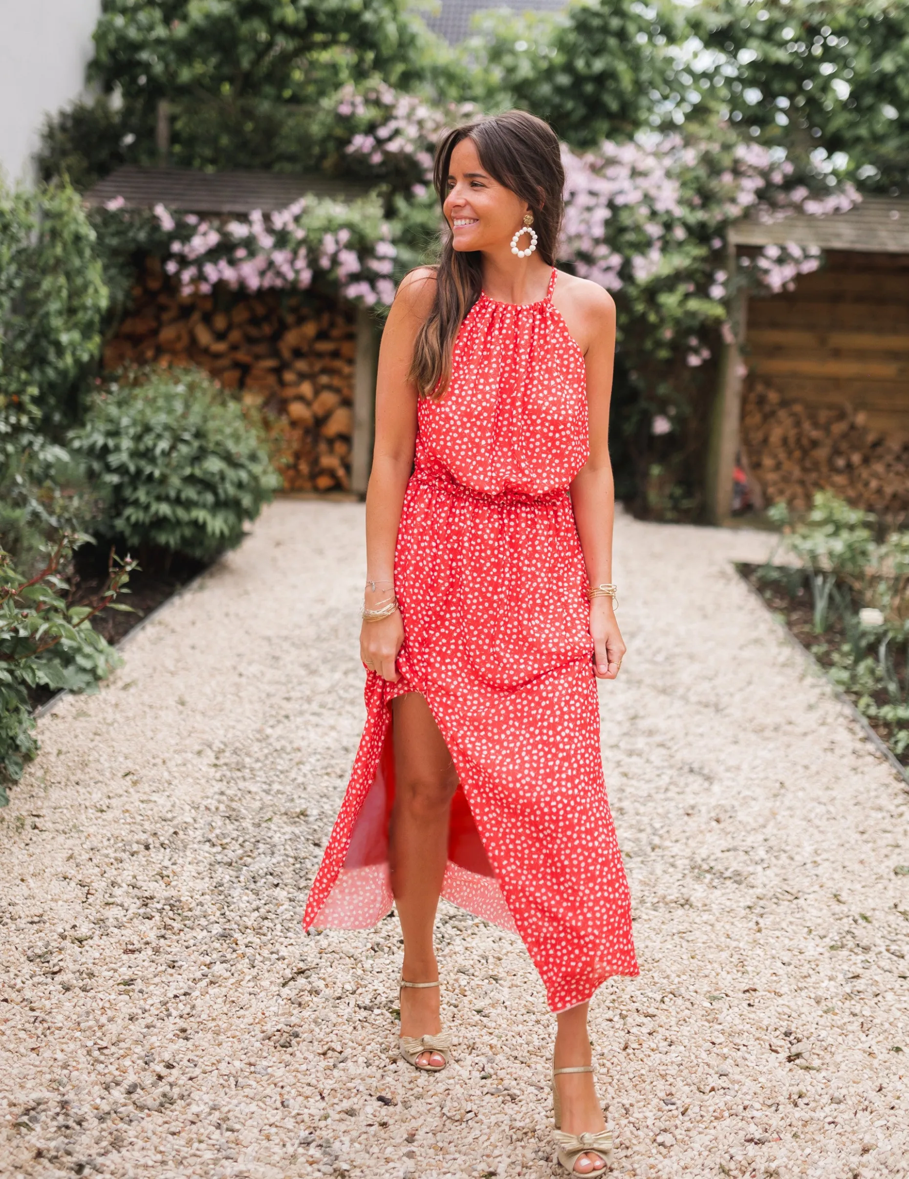 Discount Robe Angelique - rouge à fleursEasy Clothes Femme Robes