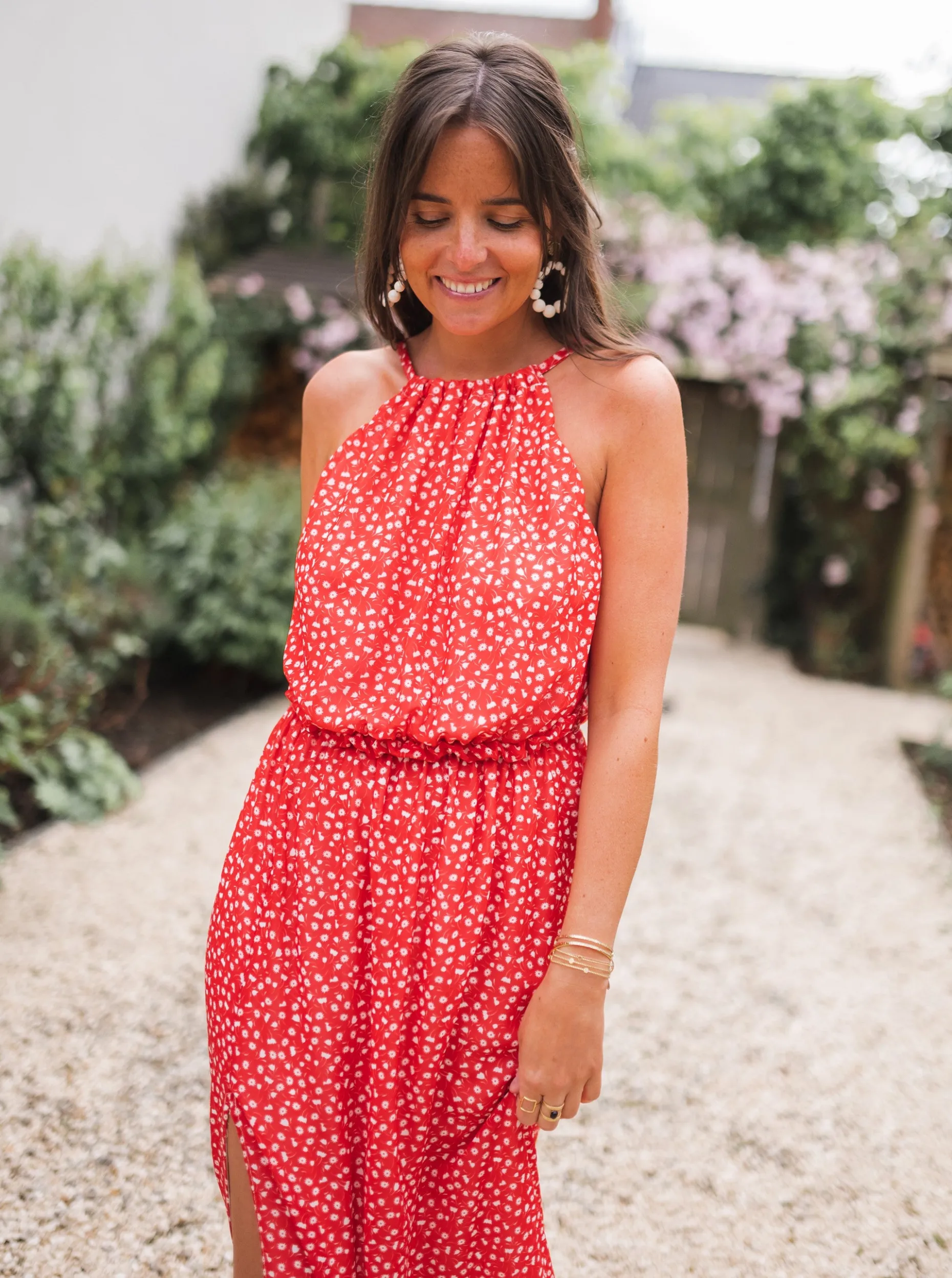 Discount Robe Angelique - rouge à fleursEasy Clothes Femme Robes