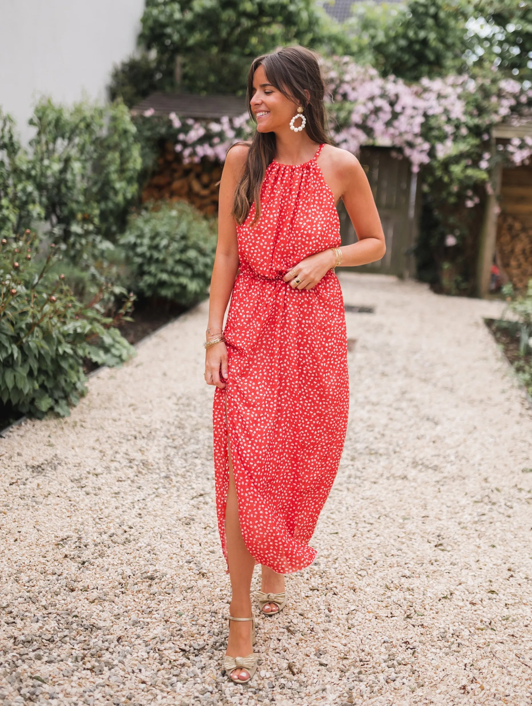 Discount Robe Angelique - rouge à fleursEasy Clothes Femme Robes