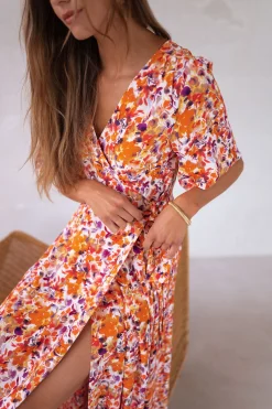 Cheap Robe Asma - orange à fleursEasy Clothes Femme Robes