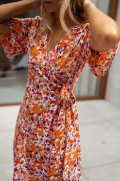 Cheap Robe Asma - orange à fleursEasy Clothes Femme Robes