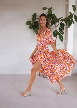 Cheap Robe Asma - orange à fleursEasy Clothes Femme Robes