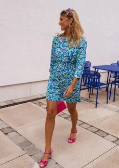 Best Robe Bathy bleue à motifs | Robe bleue courte fleurie | Prêt-à-porter en ligne | Easy Clothes Femme Robes