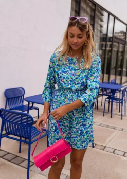 Best Robe Bathy bleue à motifs | Robe bleue courte fleurie | Prêt-à-porter en ligne | Easy Clothes Femme Robes