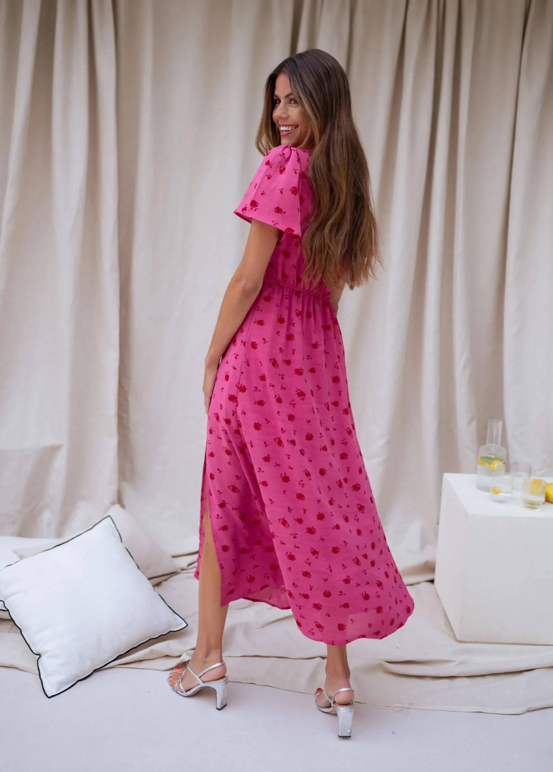 Best Sale Robe Besma - framboise à motifsEasy Clothes Femme Robes