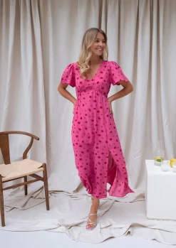 Best Sale Robe Besma - framboise à motifsEasy Clothes Femme Robes