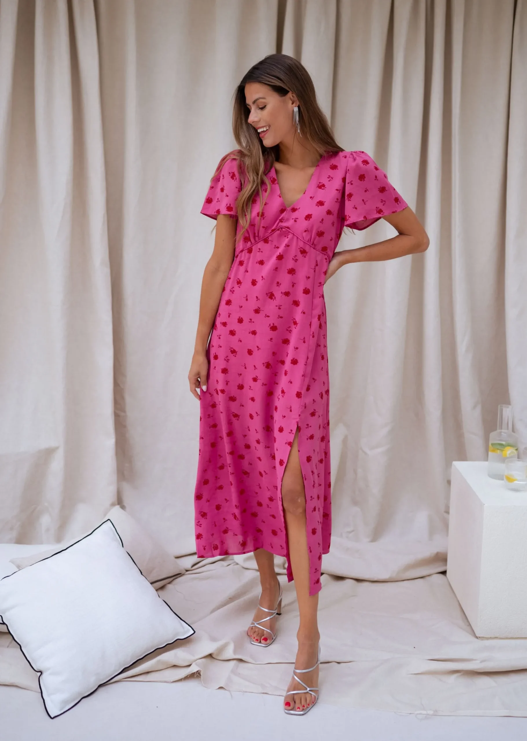 Best Sale Robe Besma - framboise à motifsEasy Clothes Femme Robes