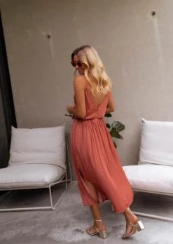 Hot Robe Dalie brique | Robe midi de cocktail | Prêt-à-porter en ligne | Easy Clothes Femme Robes