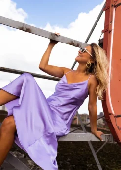 Flash Sale Robe Delly lilas | Robe longue satinée | Prêt-à-porter en ligne | Easy Clothes Femme Robes