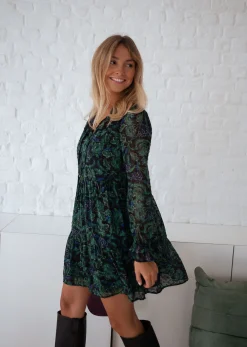 Hot Robe Edith - verte et bleue à fleursEasy Clothes Femme Robes