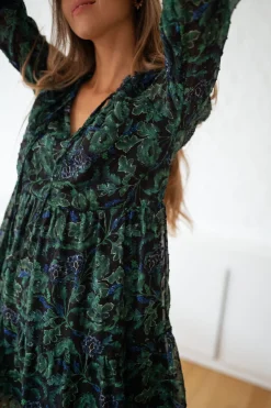 Hot Robe Edith - verte et bleue à fleursEasy Clothes Femme Robes