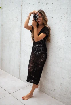 Best Sale Robe Estelle - noire en crochetEasy Clothes Femme Robes