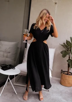 Cheap Robe Eveline noire | Robe longue fluide | Prêt-à-porter en ligne | Easy Clothes Femme Robes