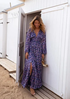 Online Robe Imane longue à fleurs - CREATION | Robe longue de cocktail | Prêt-à-porter en ligne | Easy Clothes Femme Robes