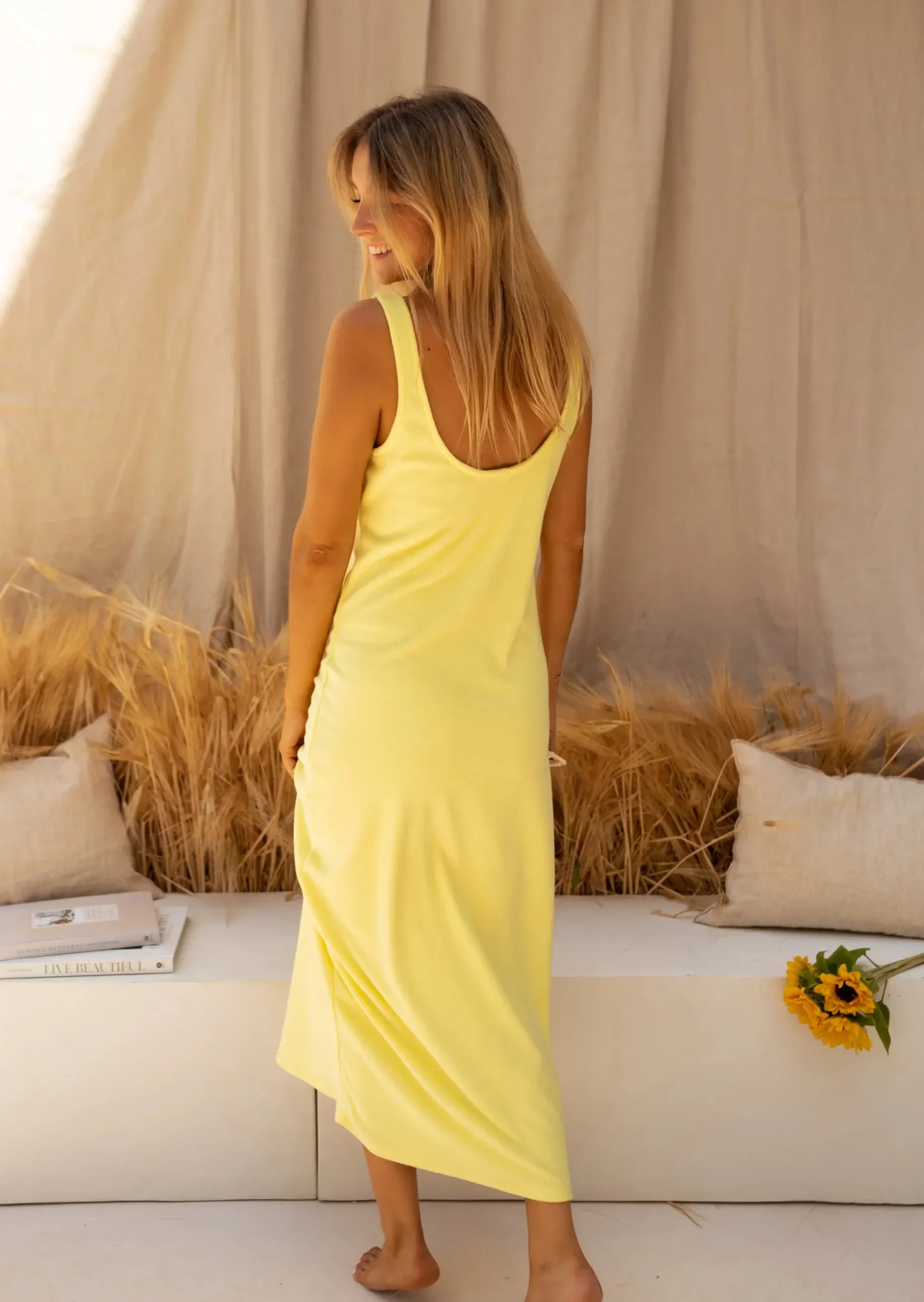 Flash Sale Robe Jaune - Matière Éponge - Lise - Easy Clothes Femme Robes