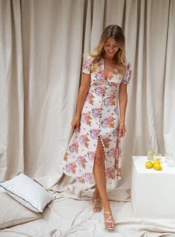 Shop Robe Kety - beige à motifsEasy Clothes Femme Robes