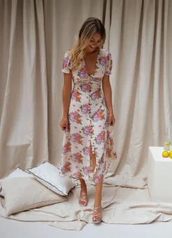 Shop Robe Kety - beige à motifsEasy Clothes Femme Robes