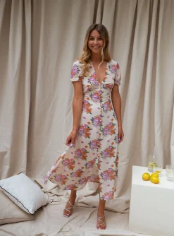 Shop Robe Kety - beige à motifsEasy Clothes Femme Robes