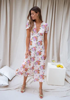 Shop Robe Kety - beige à motifsEasy Clothes Femme Robes